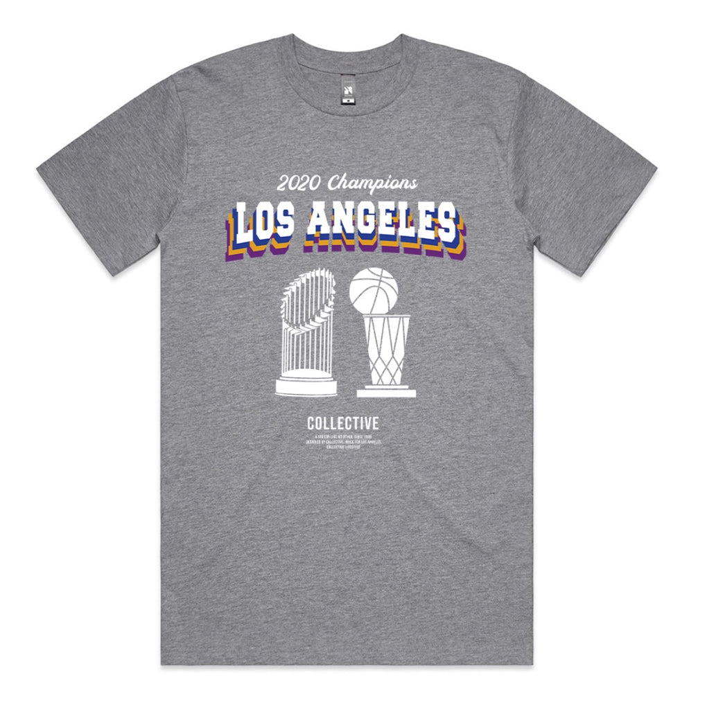 2 Titles Tee - Lakers x Dodgers 2020 Championship tee by Collective - Grey All Over