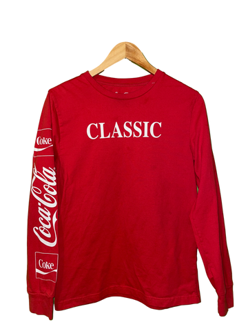 Coca-Cola Men's Size S Red Classic Coke Soda Graphic Tee Long Sleeve T-Shirt