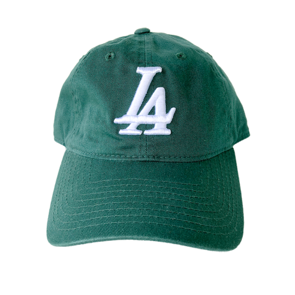 Collective LA Puff Embroidered Dad Hat in Forest Green