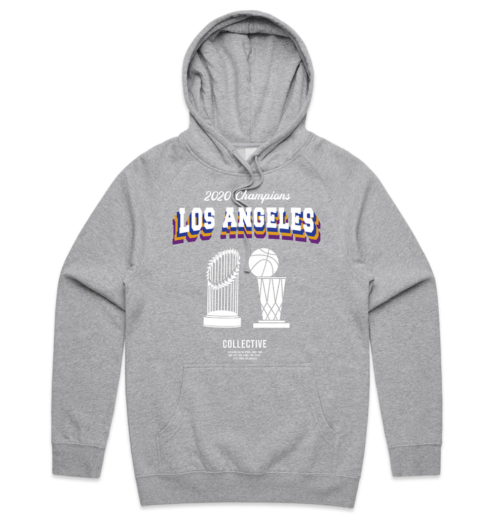 2 Titles - Lakers x Dodgers 2020 Championship Hoodie Sweater - Grey All Over