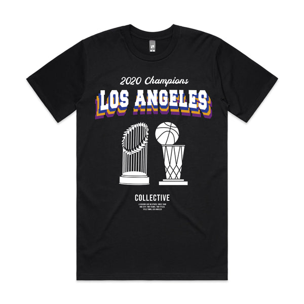 2 Titles - Lakers x Dodgers 2020 Championship T-Shirt - Black All Over